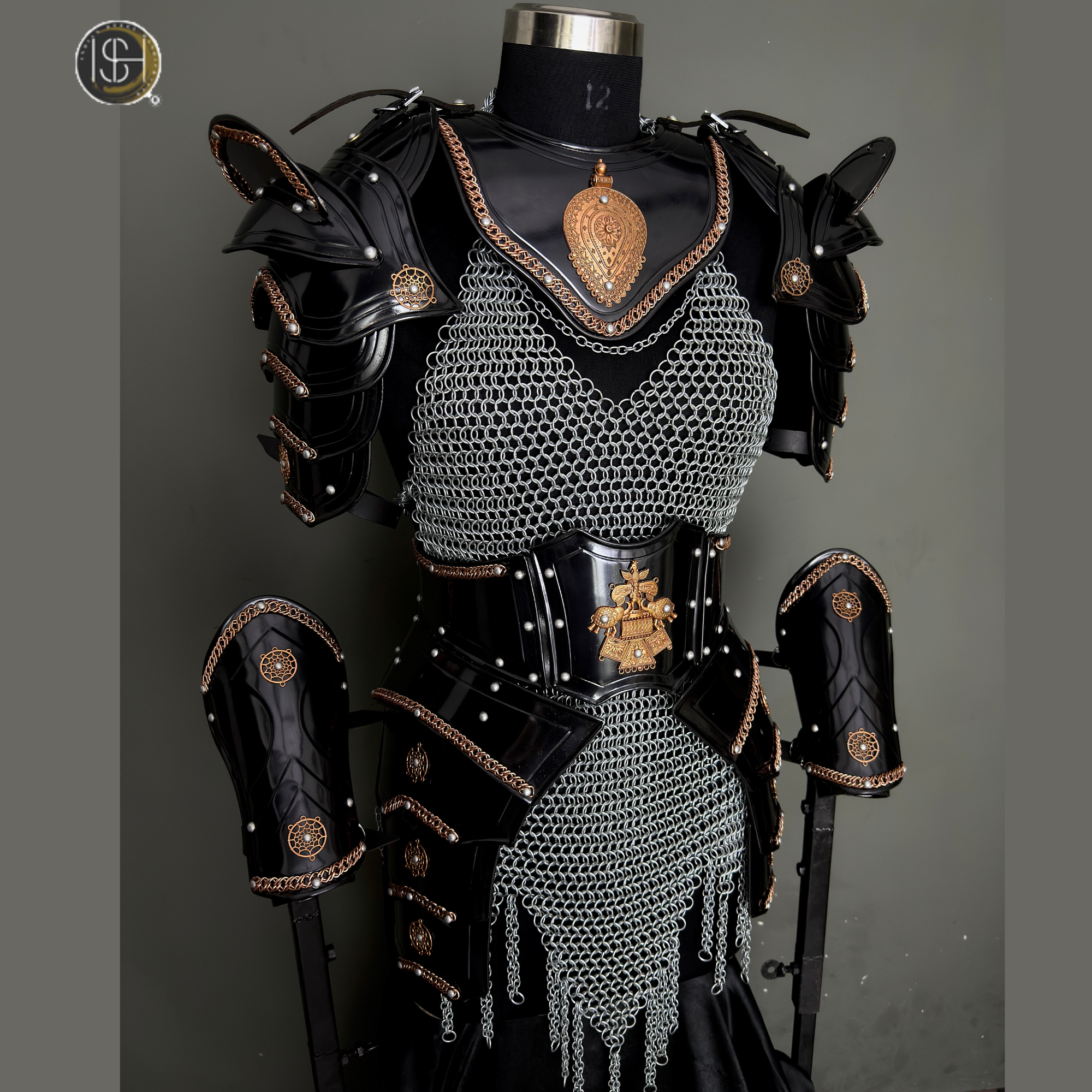 ⚔️ Black Steel Knight Armor Set 🛡️ Medieval Chainmail Cuirass for Women | Female Warrior Costume | Renaissance Faire & LARP Cosplay Armor