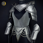 Handmade Steel Lady Knight Armor Set – Medieval Chainmail Armor Costume for Women, LARP Warrior Suit, Fantasy Knight Cosplay Armor, Renaissance Festival Combat Outfit