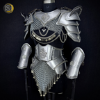 Medieval Women’s Steel Armor Set – Chainmail Skirt Lady Knight Costume.