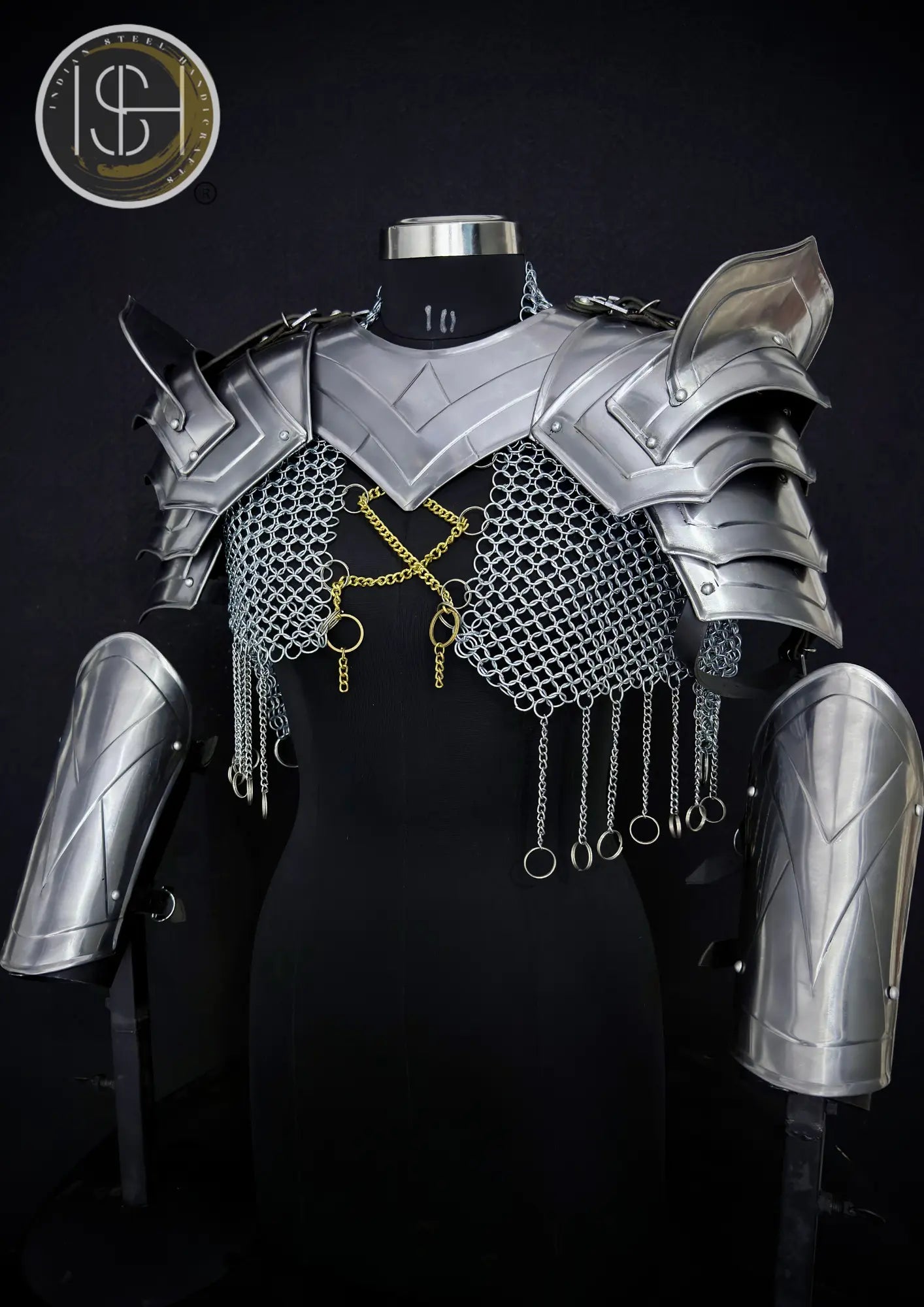Handcrafted Chainmail Armor Ensemble – Gorget, Pauldrons, Bracers & Top ISH Collection