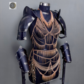 Women’s Gothic Medieval Chainmail Armor Set – Black Steel Fantasy Warrior Plate | LARP & Cosplay