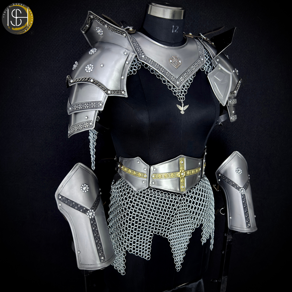 ⚔️ Fantasy Female Armor Set 🛡️ Medieval Warrior Queen Costume with Chainmail & Steel Armor 👑  ✨ Handmade Gothic Women’s Armor – Custom Medieval Knight Costume for LARP, Cosplay & Reenactment ✨