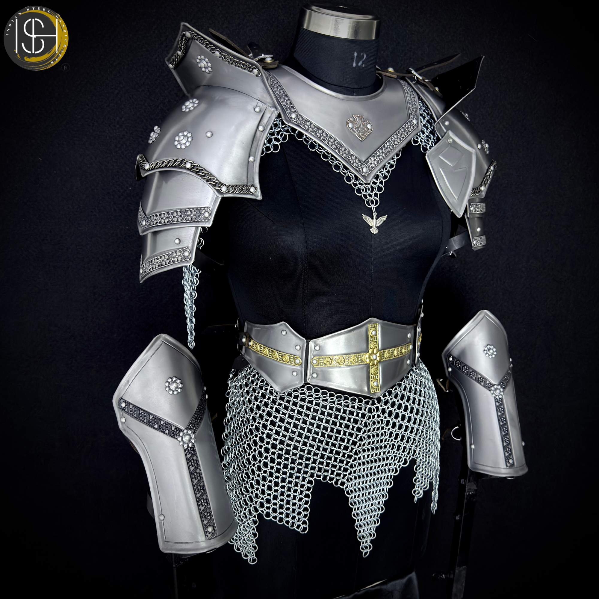 ⚔️ Fantasy Female Armor Set 🛡️ Medieval Warrior Queen Costume with Chainmail & Steel Armor 👑  ✨ Handmade Gothic Women’s Armor – Custom Medieval Knight Costume for LARP, Cosplay & Reenactment ✨