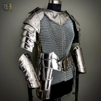 Handcrafted Steel Chainmail Armor Set – Knight’s Hauberk with Pauldrons & Arm Guards for Cosplay & LARP