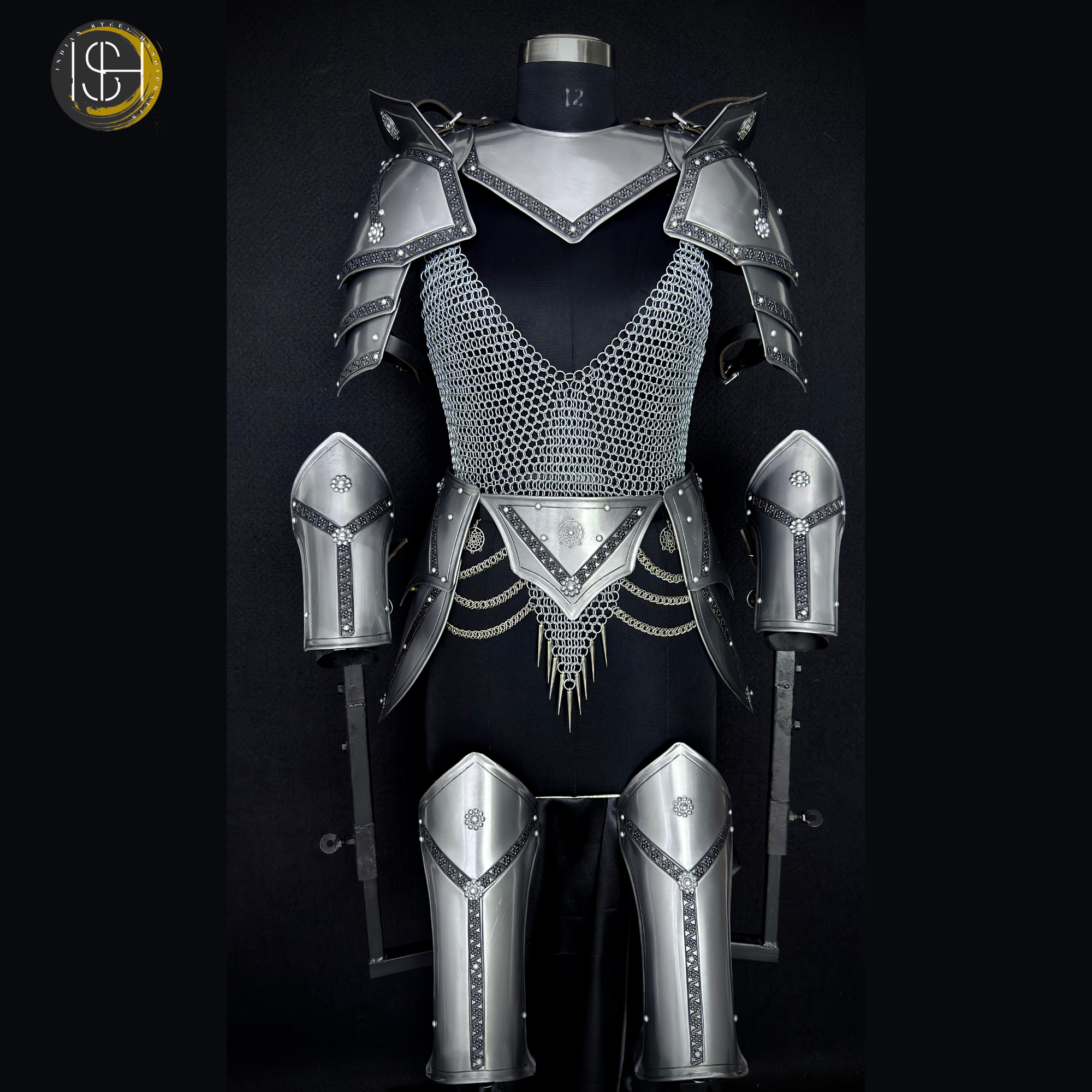 Handmade Steel Lady Knight Armor Set – Medieval Chainmail Armor Costume for Women, LARP Warrior Suit, Fantasy Knight Cosplay Armor, Renaissance Festival Combat Outfit