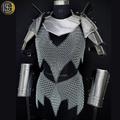 Handcrafted Medieval Steel Chainmail Armor Set – Includes Gorget, Pauldrons, Arm Guards & Leg Protection for Warrior Costumes