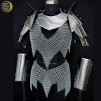 Handcrafted Medieval Steel Chainmail Armor Set – Includes Gorget, Pauldrons, Arm Guards & Leg Protection for Warrior Costumes