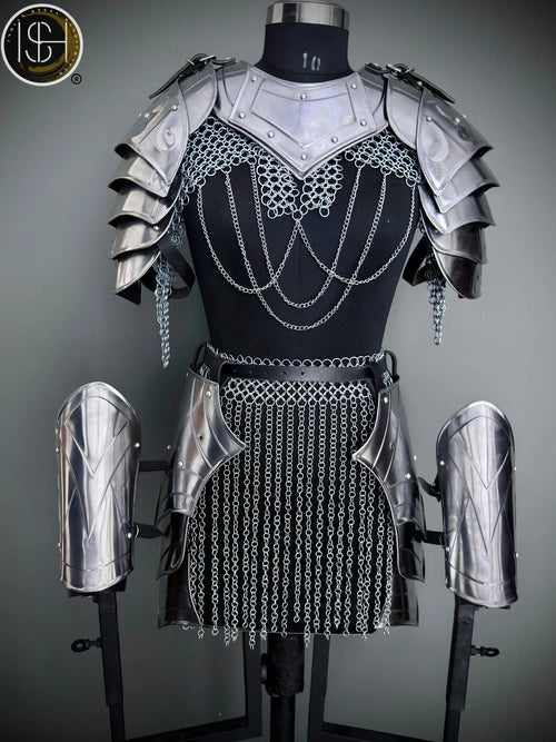 Brave Lady Knight Armor Set: Steel Medieval Cosplay – LARP SCA ⚔️✨ ISH Collection