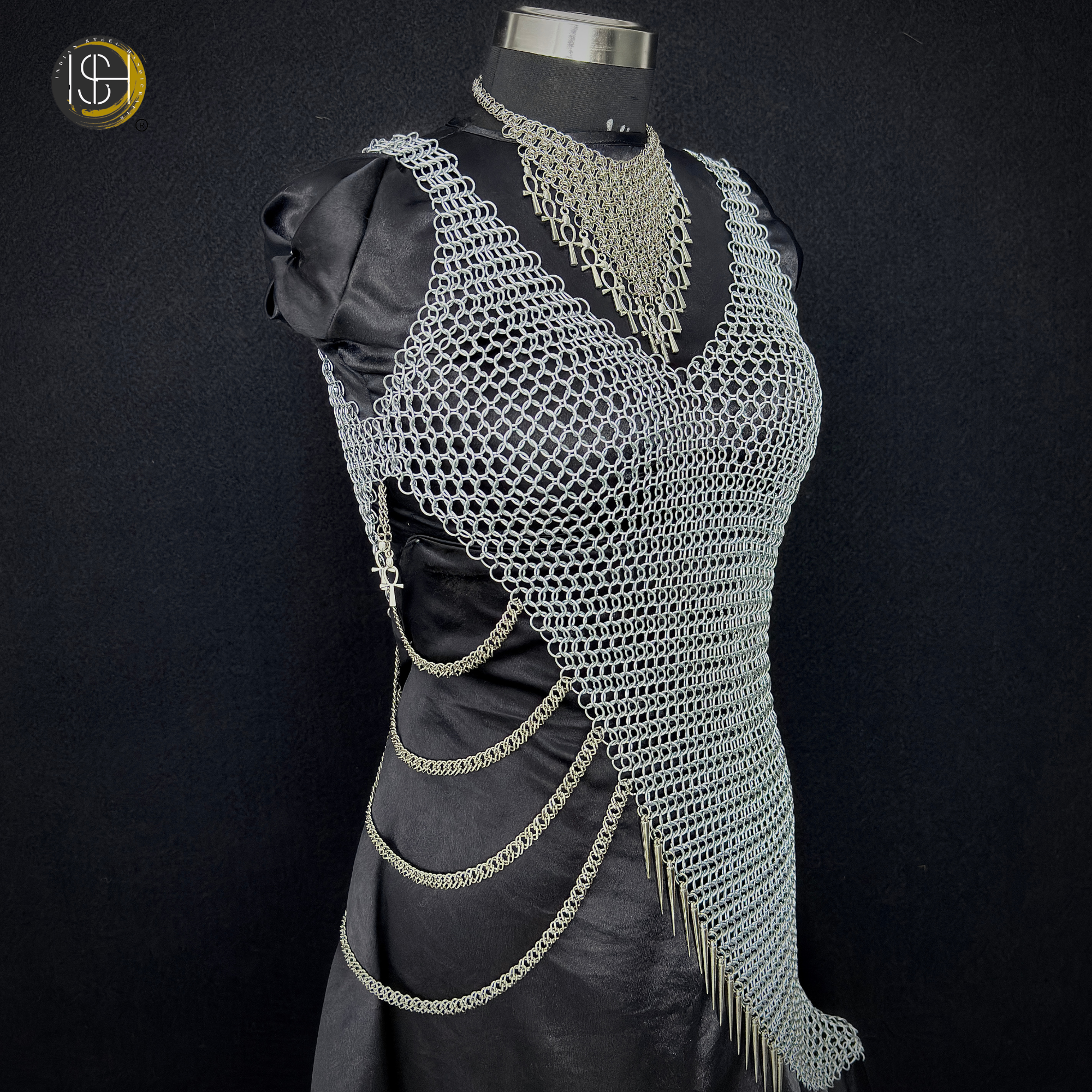 Handmade Steel Chainmail Dress ,Medieval Armor Costume for Women, Viking Warrior Chainmail, LARP Outfit, Gothic Fantasy Cosplay Armor.