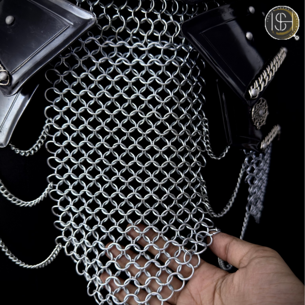 ⚔️ Black Steel Chainmail Armor for Women | Medieval Warrior Cuirass | Female Knight Costume | Renaissance Faire, LARP & Cosplay Armor