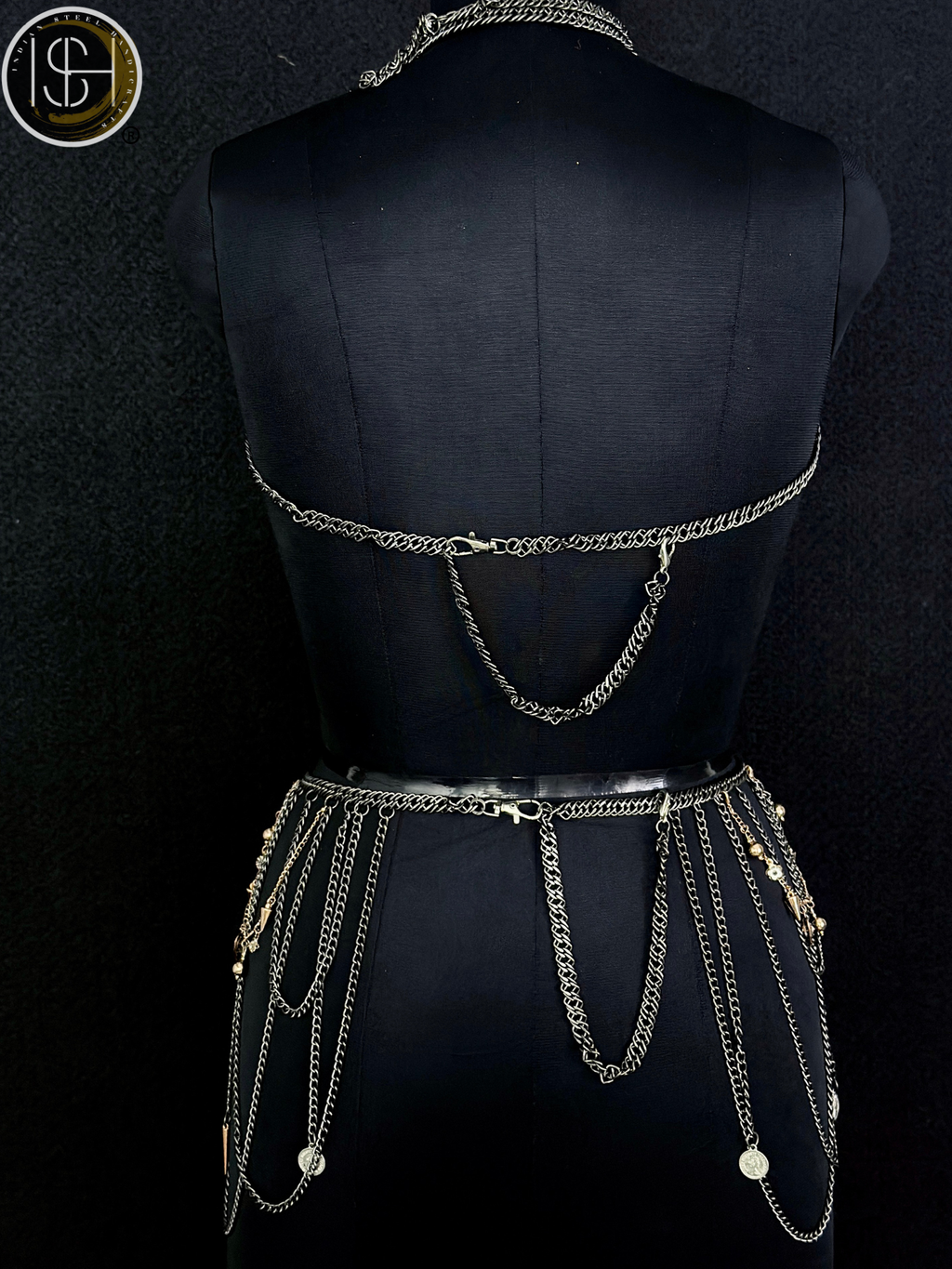 Steel Chainmail Harness Costume, Ring Top & Skirt Set, Medieval Armor Style, Fantasy Warrior Outfit, LARP Cosplay Wear