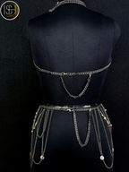 Steel Chainmail Harness Costume, Ring Top & Skirt Set, Medieval Armor Style, Fantasy Warrior Outfit, LARP Cosplay Wear