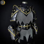 🖤✨ Black & Gold Medieval Knight Armor Set | Full Body Steel Chainmail Suit | Fantasy Warrior Cosplay, LARP & Reenactment Gear ⚔️🛡️