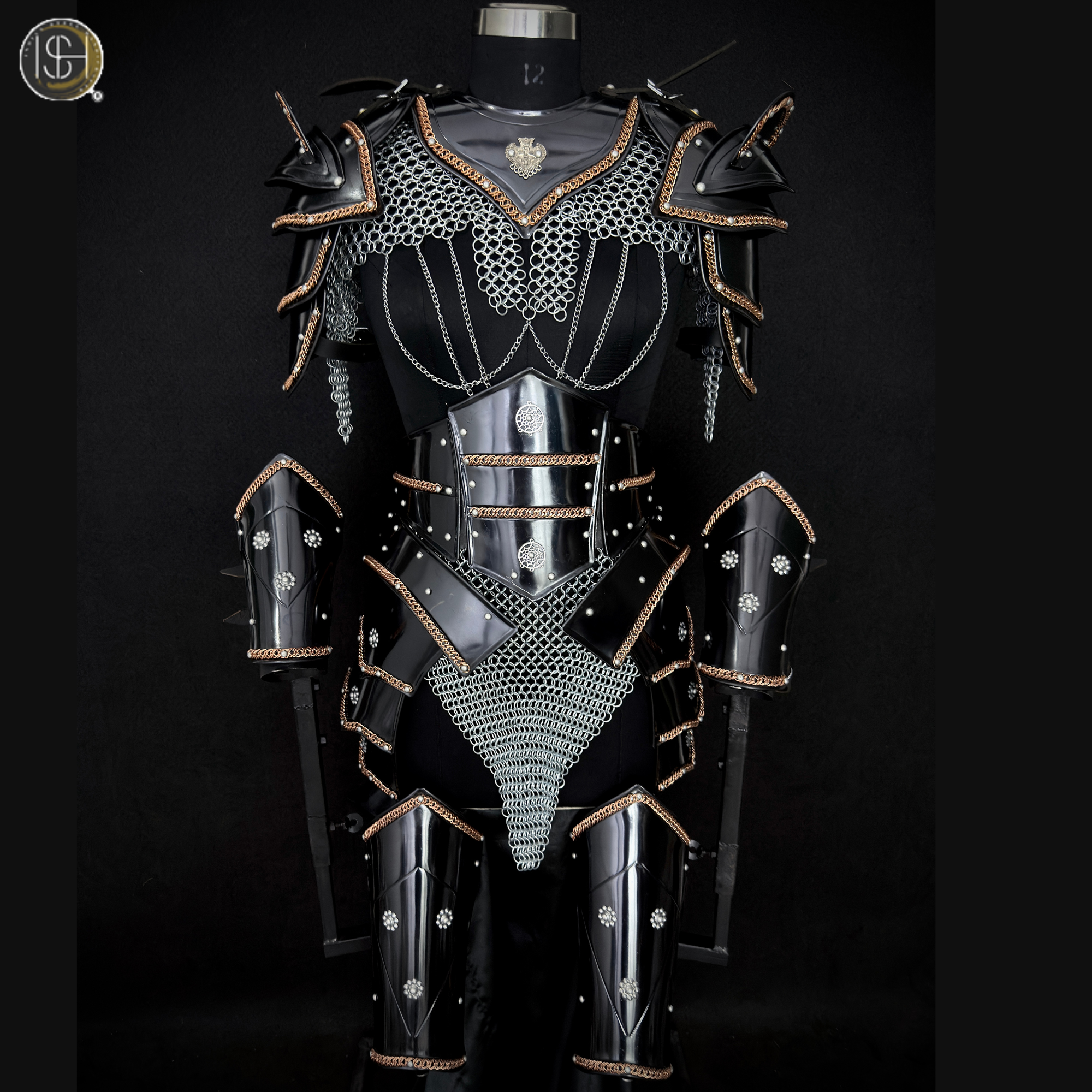 ⚔️ Women's Black Fantasy Armor Set 🛡️ | Handmade Steel Warrior Costume | Chainmail Cosplay Armor | Medieval Knight Armor | LARP Outfit | Gothic Warrior Gear | Fantasy Battle Costume