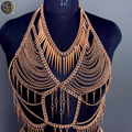 Women’s Gold Chain Body Armor Set – Fantasy Goddess Harness & Chain Skirt | Gothic & Festival Wear