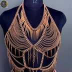 Women’s Gold Chain Body Armor Set – Fantasy Goddess Harness & Chain Skirt | Gothic & Festival Wear