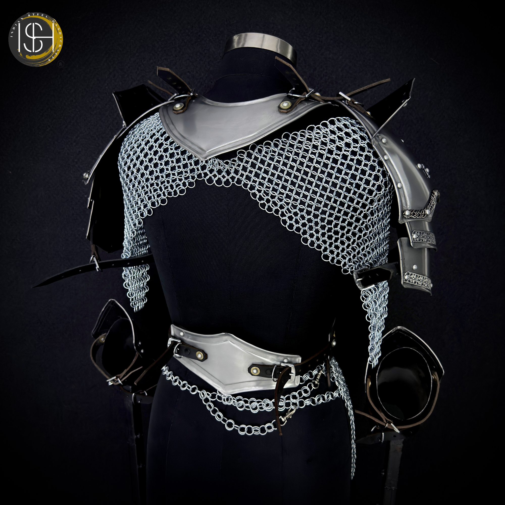 ⚔️ Fantasy Female Armor Set 🛡️ Medieval Warrior Queen Costume with Chainmail & Steel Armor 👑  ✨ Handmade Gothic Women’s Armor – Custom Medieval Knight Costume for LARP, Cosplay & Reenactment ✨