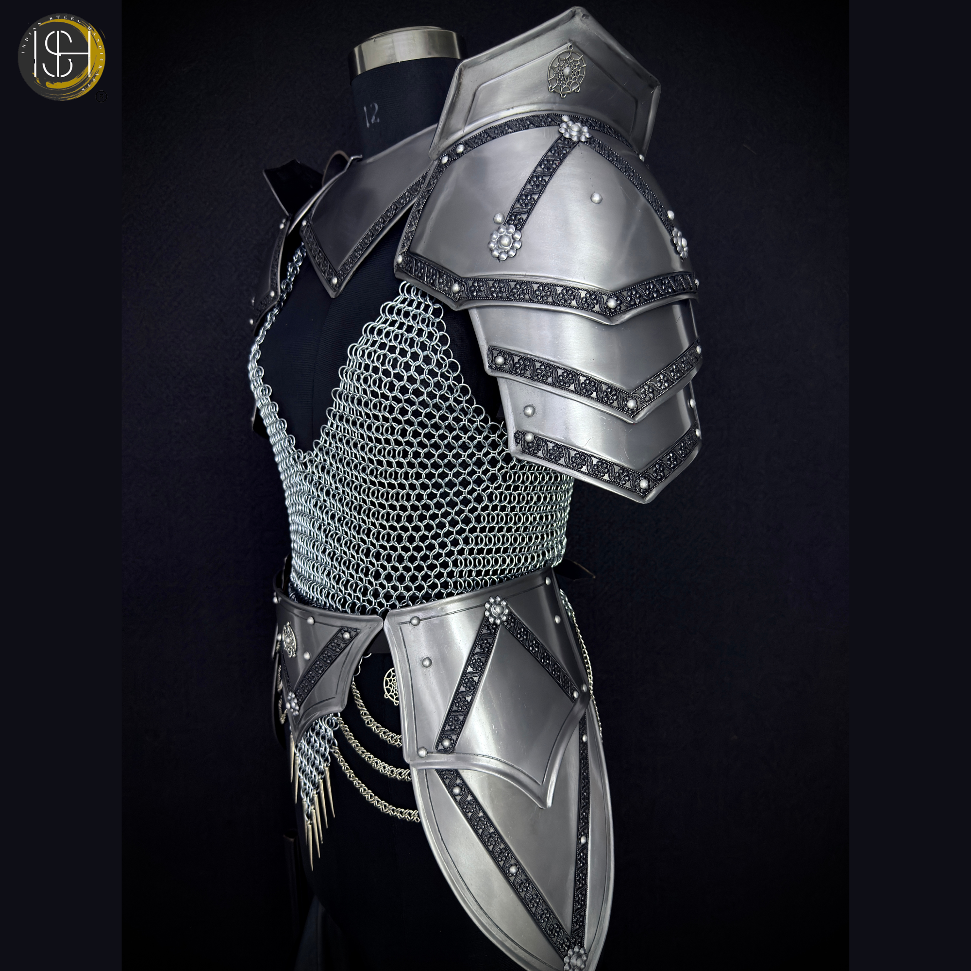 Handmade Steel Lady Knight Armor Set – Medieval Chainmail Armor Costume for Women, LARP Warrior Suit, Fantasy Knight Cosplay Armor, Renaissance Festival Combat Outfit