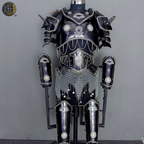 Handmade Black Steel Knight Armor Set with Chainmail – Medieval Battle Armor, Full Suit Armor Costume, Gothic Armor for LARP, Reenactment & Cosplay