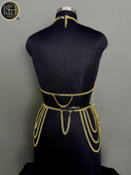 Gold Chain Body Harness with Waist Skirt – Medieval Goddess Chainmail Jewelry for Festival 🛡️ & Cosplay
