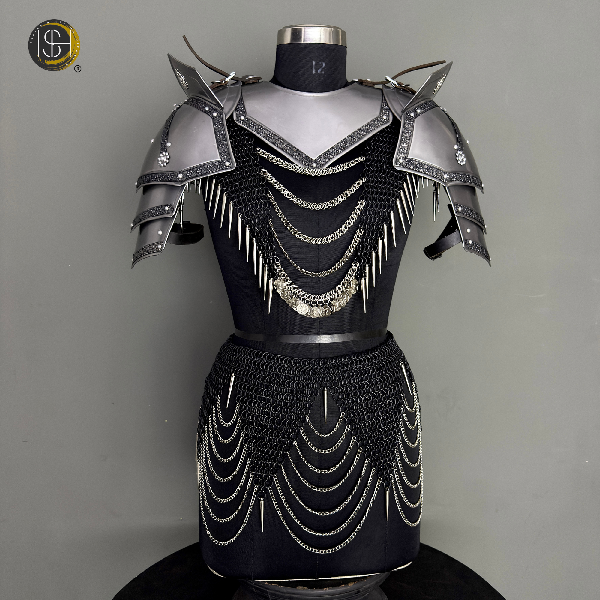 Handcrafted Steel Women’s Knight Armor Set – Medieval Chainmail Costume, Female Warrior LARP Outfit, Fantasy Armor Cosplay Suit, Renaissance Faire Combat Gear, Viking Battle Attire