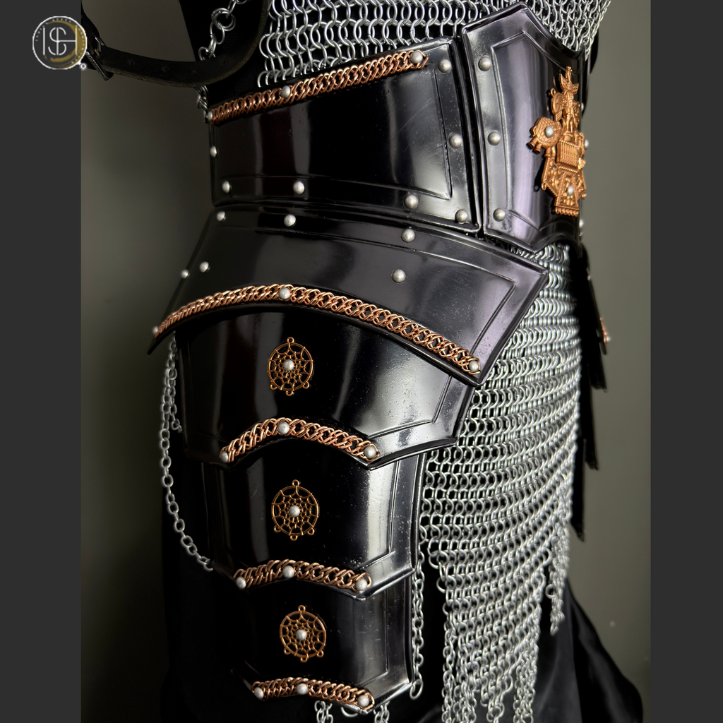 ⚔️ Black Steel Knight Armor Set 🛡️ Medieval Chainmail Cuirass for Women | Female Warrior Costume | Renaissance Faire & LARP Cosplay Armor