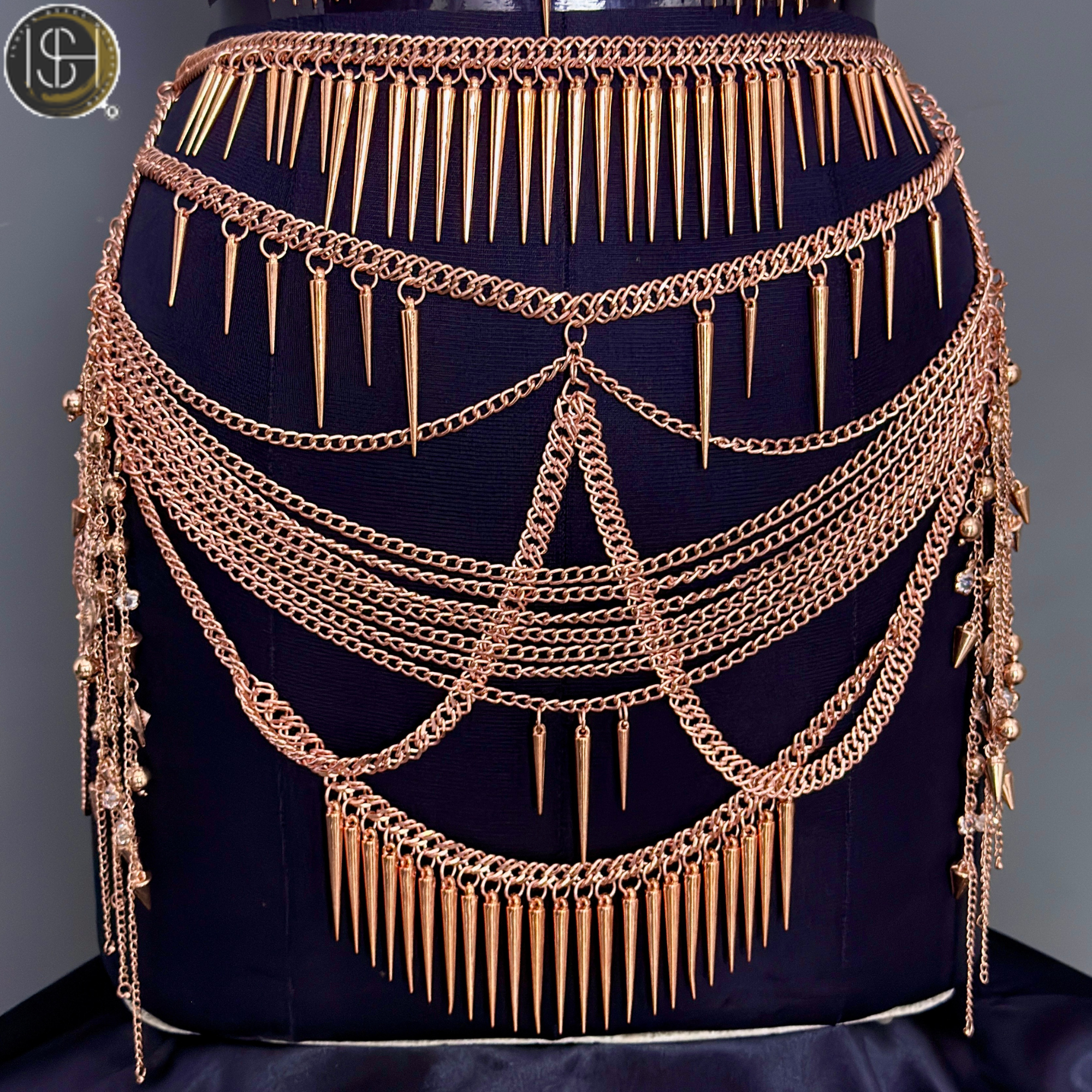 Women’s Gold Chain Body Armor Set – Fantasy Goddess Harness & Chain Skirt | Gothic & Festival Wear