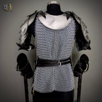 Handcrafted Steel Chainmail Armor Set – Knight’s Hauberk with Pauldrons & Arm Guards for Cosplay & LARP