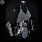 ⚔️ Black Steel Chainmail Armor for Women | Medieval Warrior Cuirass | Female Knight Costume | Renaissance Faire, LARP & Cosplay Armor