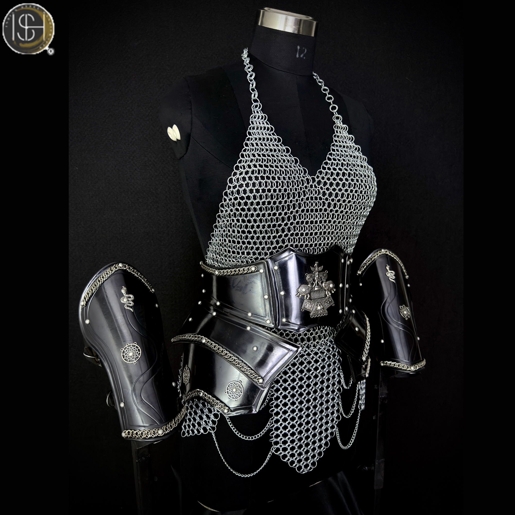 ⚔️ Black Steel Chainmail Armor for Women | Medieval Warrior Cuirass | Female Knight Costume | Renaissance Faire, LARP & Cosplay Armor