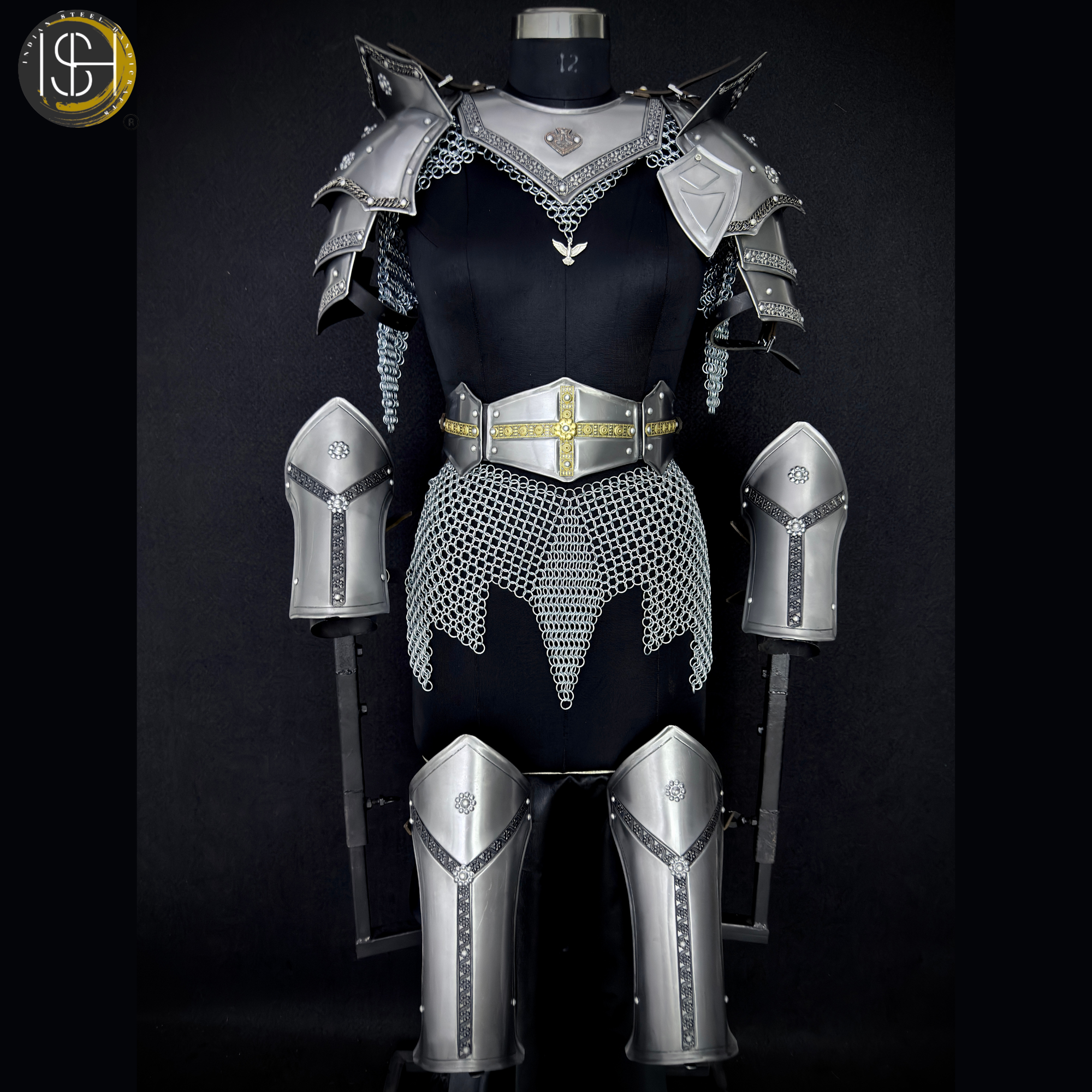 ⚔️ Fantasy Female Armor Set 🛡️ Medieval Warrior Queen Costume with Chainmail & Steel Armor 👑  ✨ Handmade Gothic Women’s Armor – Custom Medieval Knight Costume for LARP, Cosplay & Reenactment ✨