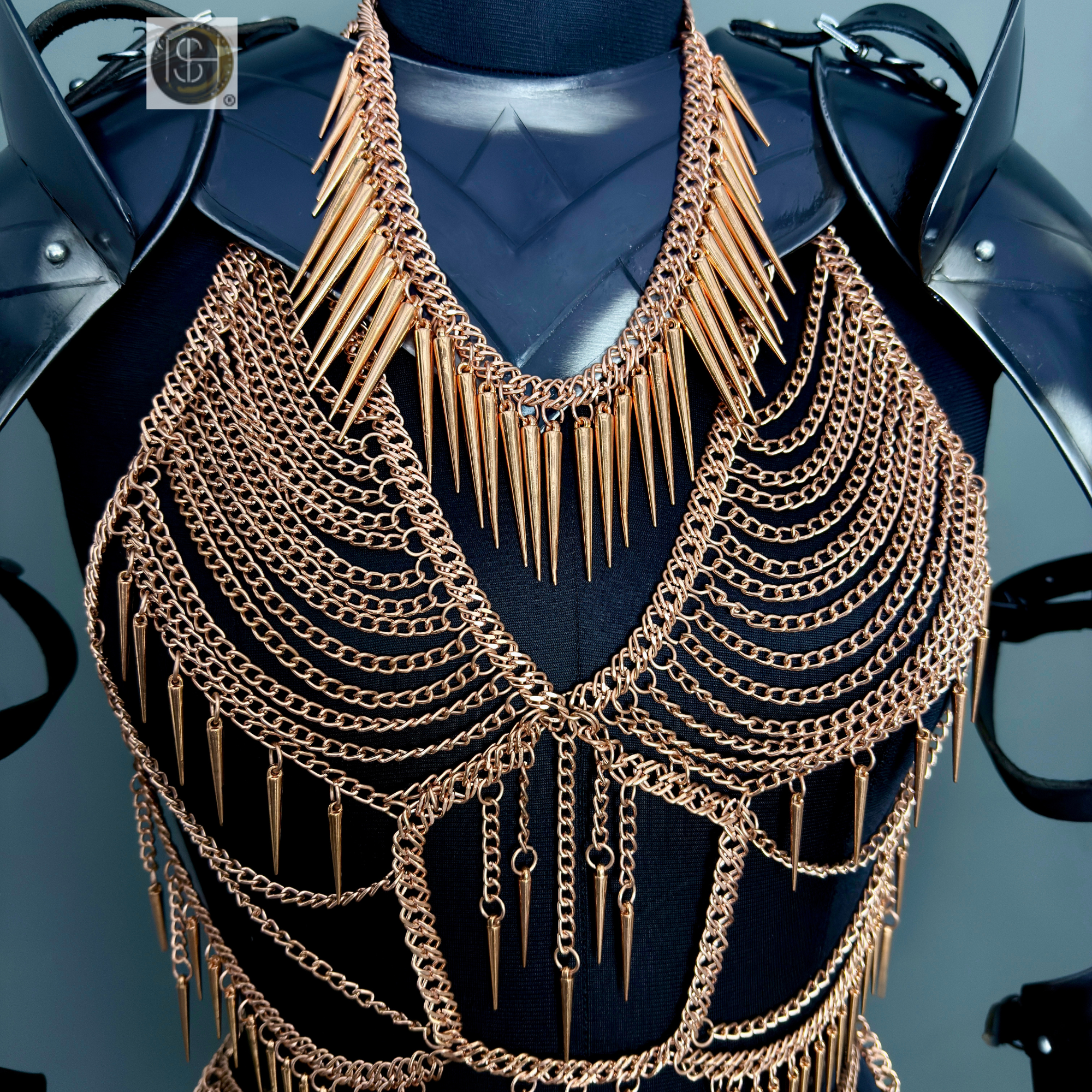 Women’s Gothic Medieval Chainmail Armor Set – Black Steel Fantasy Warrior Plate | LARP & Cosplay