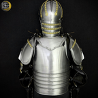 Handcrafted Steel Knight Armor Set ⚔️✨ – Full Medieval Suit with Gold Accents | LARP Gear | Cosplay Costume | Renaissance Collectible 🛡️🏰