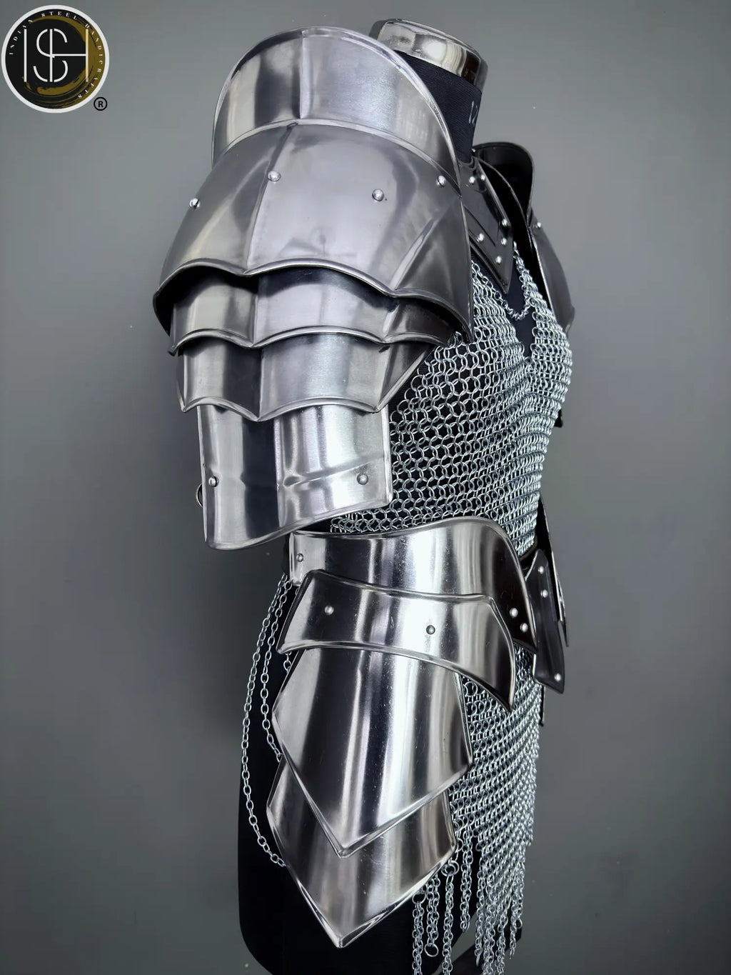 Medieval Knight Steel Armor⚔️ — Gorget, Pouldron & Bracer Set for Epic LARP & Cosplay!🛡️ ISH Collection