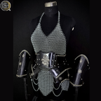⚔️ Black Steel Chainmail Armor for Women | Medieval Warrior Cuirass | Female Knight Costume | Renaissance Faire, LARP & Cosplay Armor