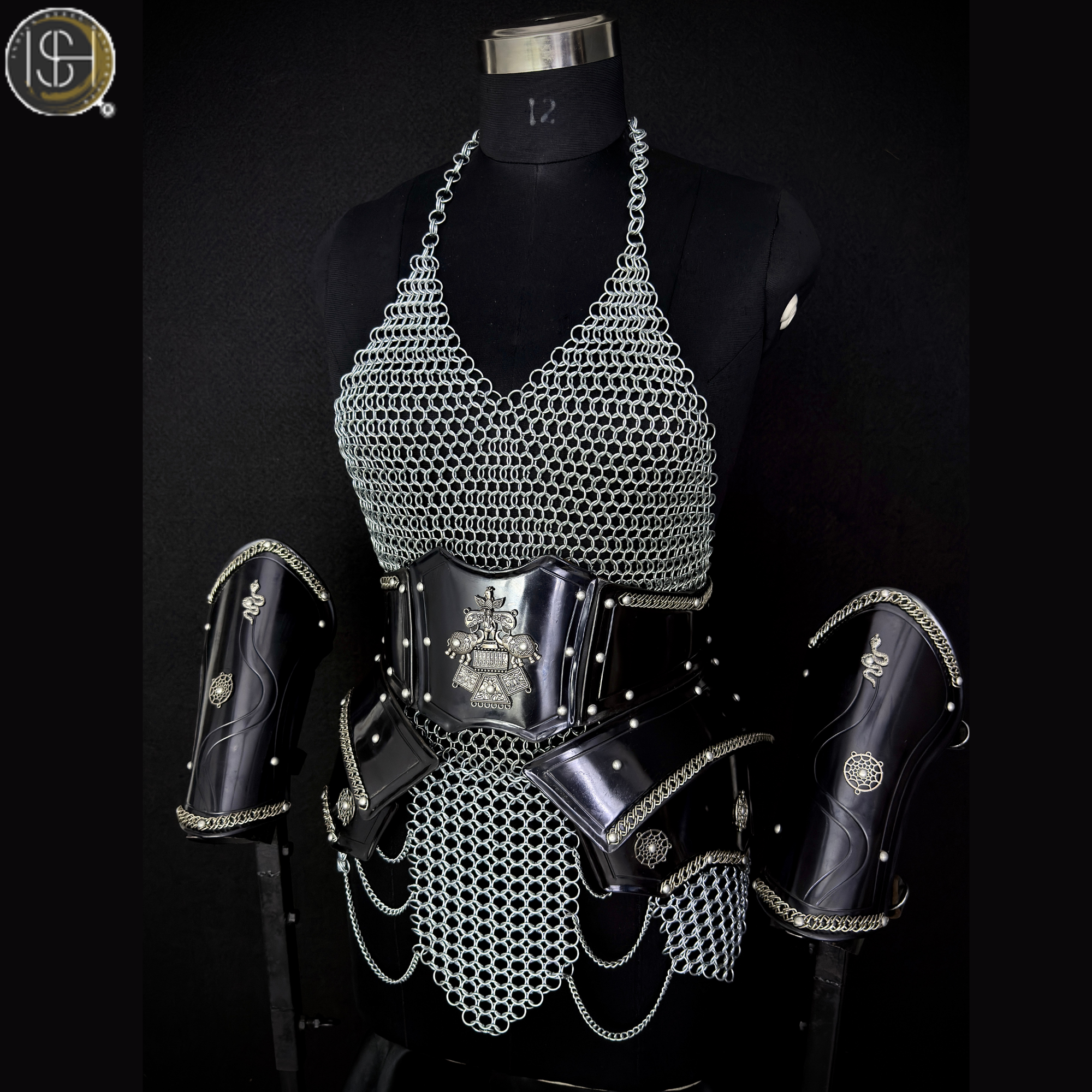 ⚔️ Black Steel Chainmail Armor for Women | Medieval Warrior Cuirass | Female Knight Costume | Renaissance Faire, LARP & Cosplay Armor