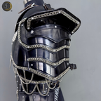 Handmade Black Steel Knight Armor Set with Chainmail – Medieval Battle Armor, Full Suit Armor Costume, Gothic Armor for LARP, Reenactment & Cosplay