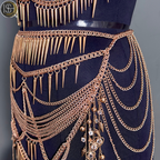 Women’s Gold Chain Body Armor Set – Fantasy Goddess Harness & Chain Skirt | Gothic & Festival Wear
