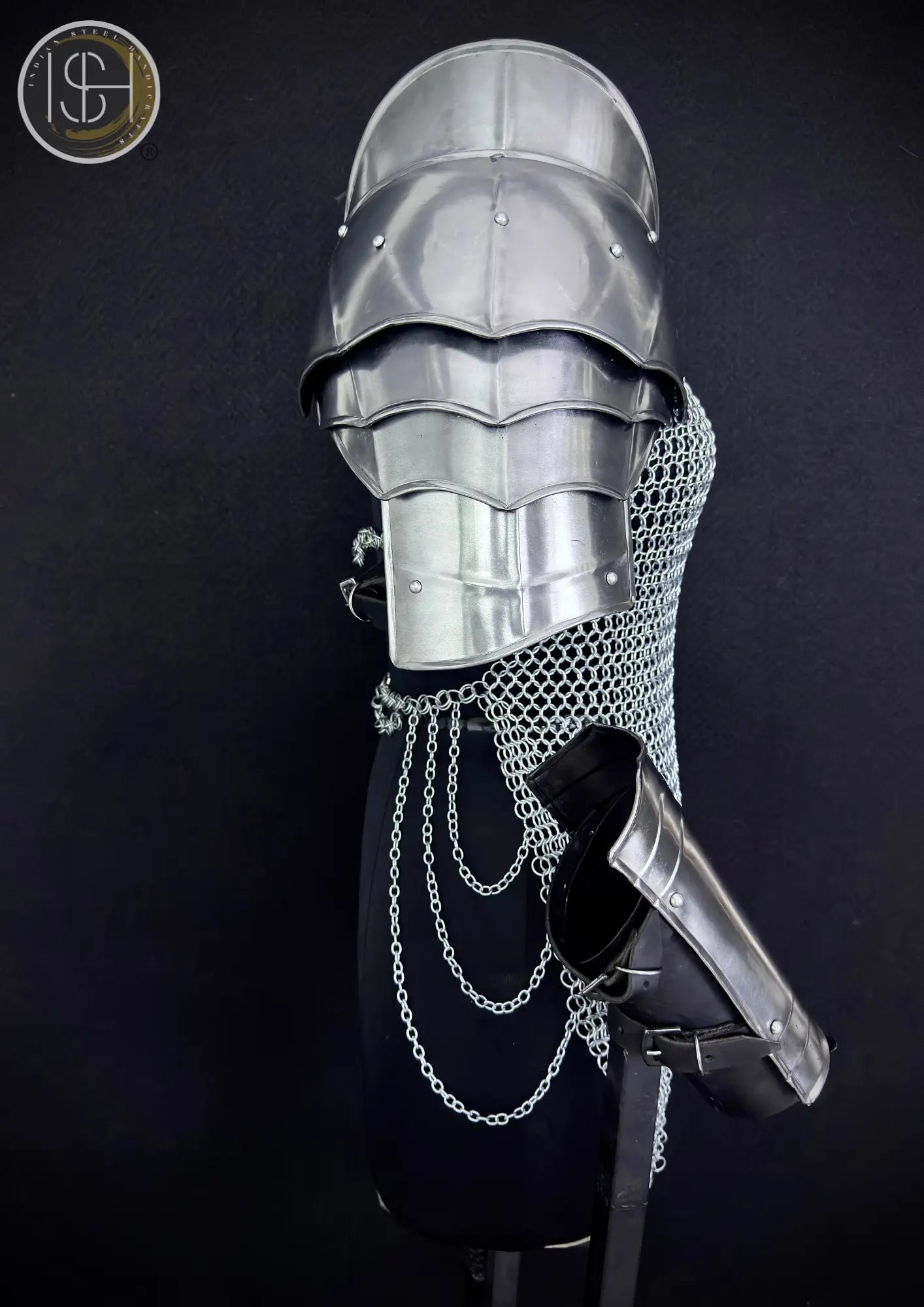 Medieval Women’s Steel Cuirass Armor Set – Chainmail, Gorget, Pauldrons & Bracers | LARP, Cosplay, SCA⚔️ ISH Collection