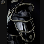 Women's Medieval Black Steel Armor Set with Chainmail Shoulders – Female Knight Costume, LARP Warrior Armor, Renaissance Battle Gear, Fantasy Cosplay Outfit