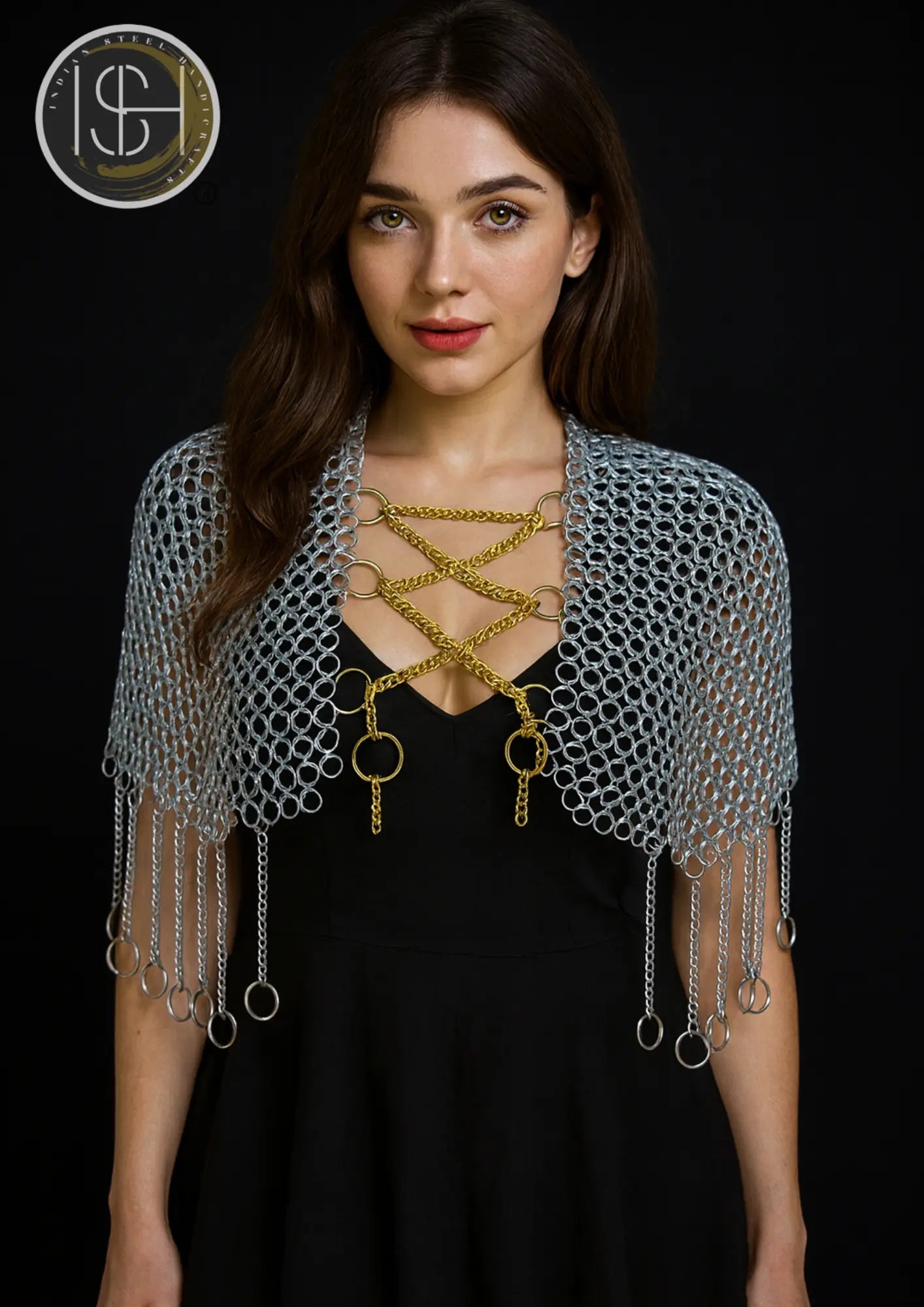 Handcrafted Chainmail Armor Ensemble – Gorget, Pauldrons, Bracers & Top ISH Collection