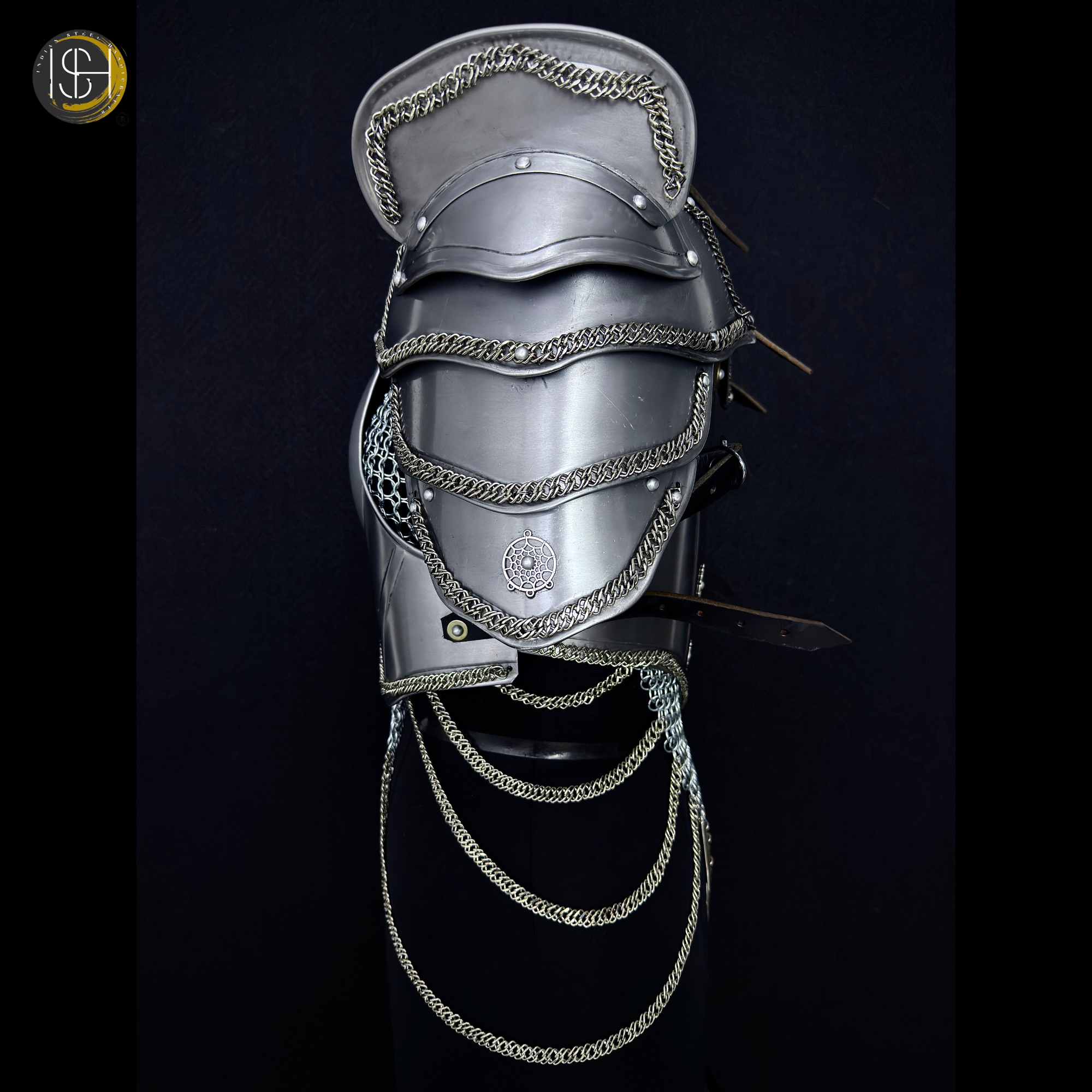 Brave Lady Medieval Steel Armor Set with Chainmail Top – Female Knight Armor Costume, LARP Armor, Renaissance Festival Outfit, Cosplay Warrior Armor, Historical Reenactment Gear.