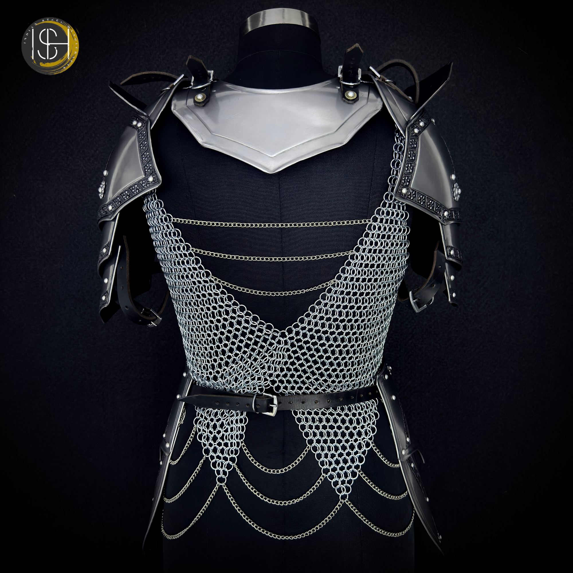 Handmade Steel Lady Knight Armor Set – Medieval Chainmail Armor Costume for Women, LARP Warrior Suit, Fantasy Knight Cosplay Armor, Renaissance Festival Combat Outfit