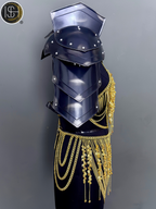 Knight Steel Armor Set – Medieval LARP Costume with Gold Chainmail Drape & Battle Ready Armor