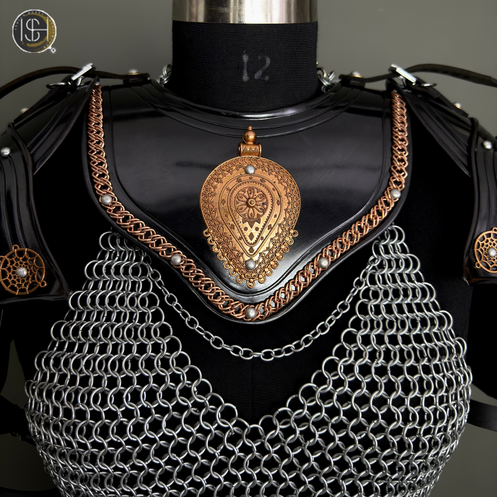 ⚔️ Black Steel Knight Armor Set 🛡️ Medieval Chainmail Cuirass for Women | Female Warrior Costume | Renaissance Faire & LARP Cosplay Armor