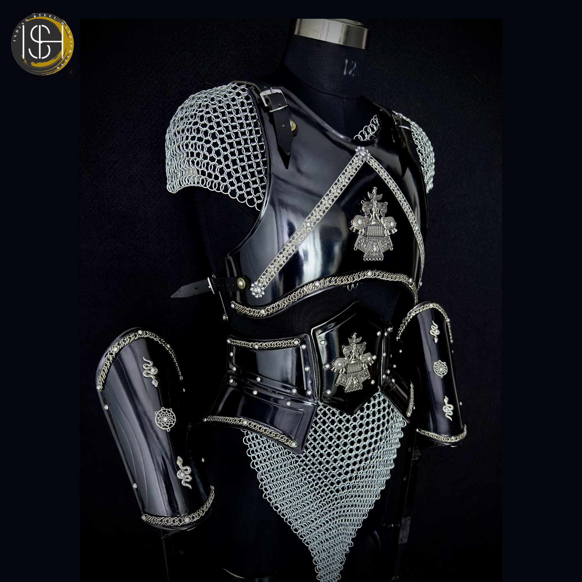 🖤 Black Steel Armor Set for Women ⚔️ Handmade Fantasy Knight Armor for fierce queens, Perfect for Medieval LARP, Cosplay, Renaissance Fairs & Warrior Photoshoots ✨