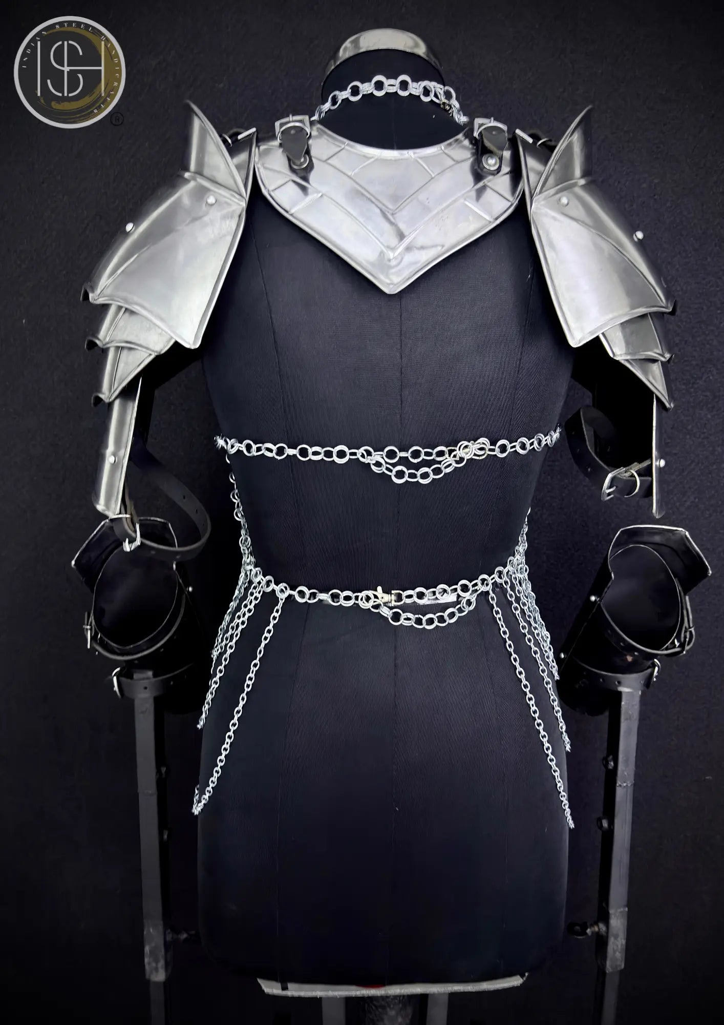 Medieval Women’s Steel Cuirass Armor Set – Chainmail, Gorget, Pauldrons & Bracers | LARP, Cosplay, SCA⚔️ ISH Collection