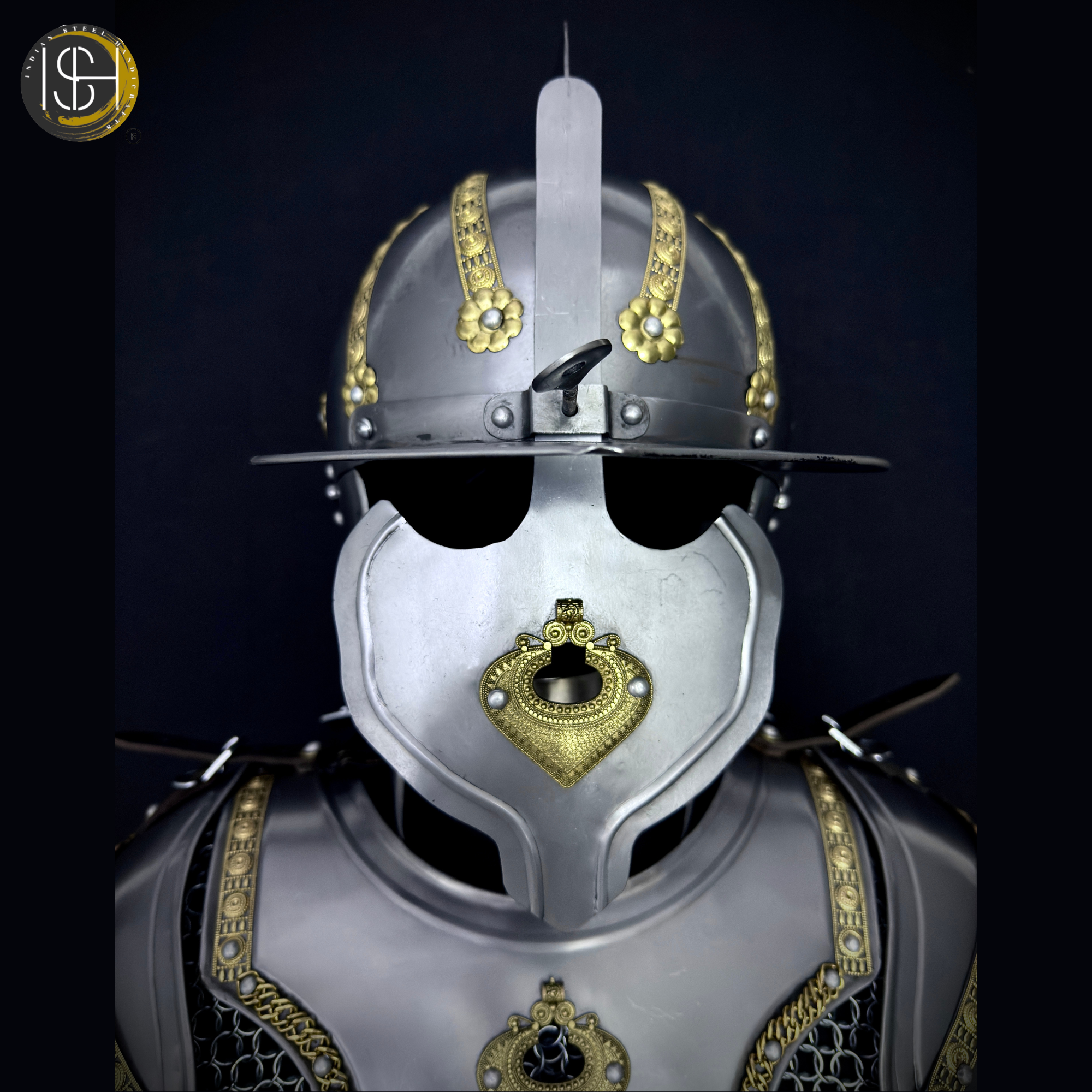 ⚔️ Handmade Steel Knight Armor Set 🛡️ Medieval Full Body Battle Suit with Gold Detailing for Cosplay, LARP & Collectors ✨