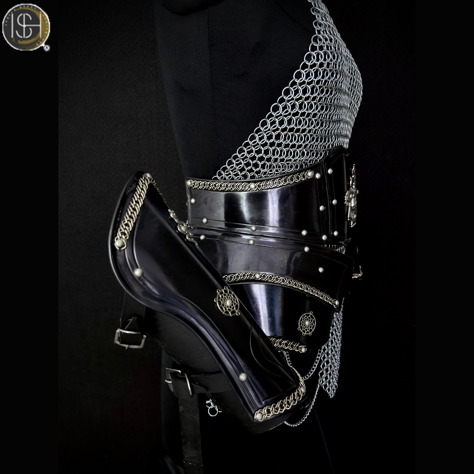 ⚔️ Black Steel Chainmail Armor for Women | Medieval Warrior Cuirass | Female Knight Costume | Renaissance Faire, LARP & Cosplay Armor