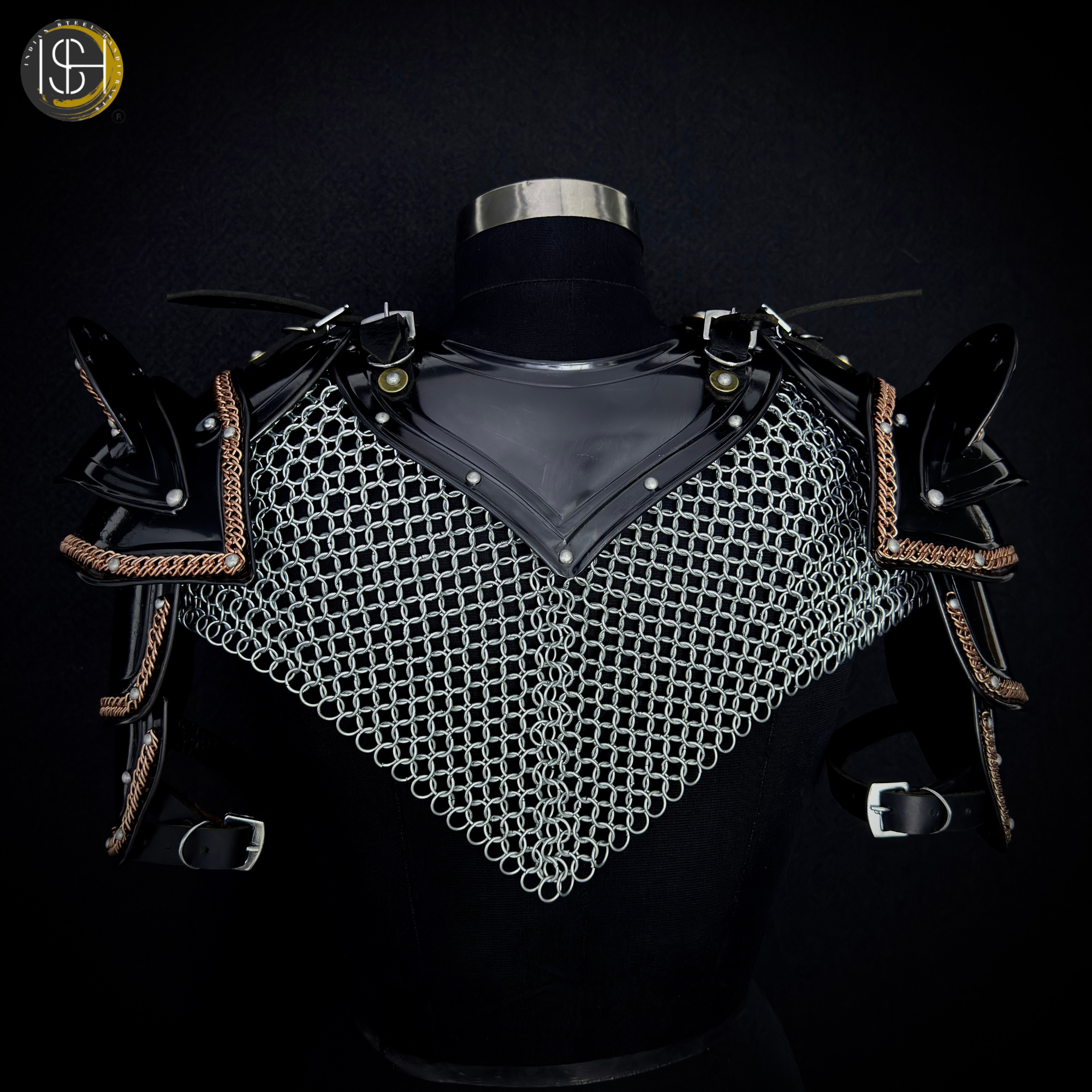 ⚔️ Medieval Fantasy Shoulder Armor Set – Handmade Steel Pauldrons with Chainmail Knight Armor for Cosplay, LARP, Renaissance Fair & Viking Costume 🛡️
